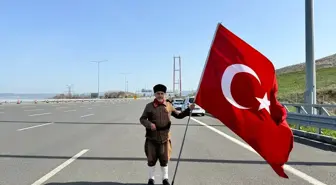 Şehitlerin anısına İstanbul'dan Çanakkale'ye yürüyen gazi torunu 1915 Çanakkale Köprüsü'nden geçti