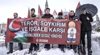 Sağlık çalışanları Erzurum'da İsrail saldırılarını protesto etti