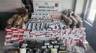 Manisa'da iş yerine yapılan operasyonda 1 milyon 350 bin lira değerinde makaron ve tütün ele geçirildi