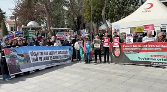 Çorum'da Özgür-Der tarafından düzenlenen etkinlikte İsrail'in saldırıları protesto edildi