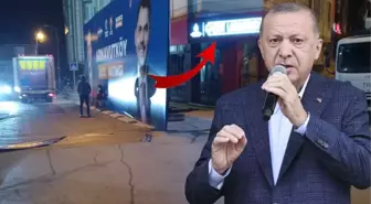 Cumhurbaşkanı Erdoğan'ın ilçedeki mitingi öncesi 'Kent Lokantası' dev afişle kapatıldı