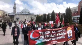 Erzurum'da Sağlık Çalışanları İsrail'in Gazze'ye Saldırılarını Protesto Etti