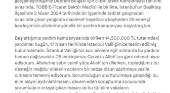 Beşiktaş yangınında hayatını kaybeden işçiler için 14 milyon 500 bin TL toplandı