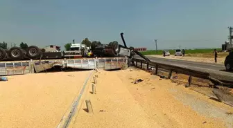 Mardin İpekyol'unda Mısır Yüklü Tır Devrildi, 2 Kişi Yaralandı