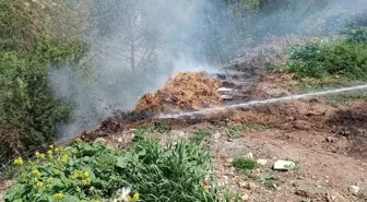 Bolu'da atıl samanların bulunduğu alanda yangın çıktı