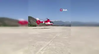 Kalp krizi geçiren hastanın imdadına ambulans helikopter yetişti