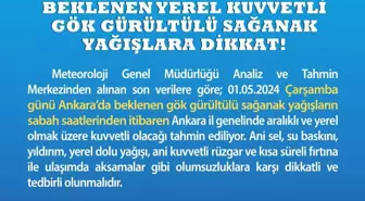 Ankara'da Kuvvetli Yağış Uyarısı