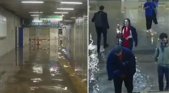 Ankara'da kuvvetli yağış sonrası metroyu su bastı! O anlar kamerada