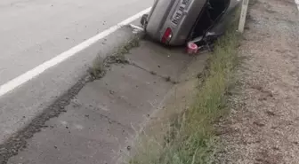 Karabük'ün Safranbolu ilçesinde otomobil devrildi, 1 kişi yaralandı