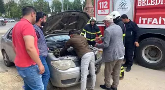 Adıyaman'da seyir halindeki otomobil alev aldı