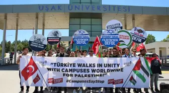 Uşak Üniversitesi Öğrencileri İsrail'in Gazze'ye Saldırılarına Tepki Gösterdi