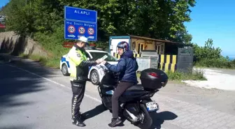 Zonguldak'ın Alaplı İlçesinde Motosiklet Sürücülerine Denetim Yapıldı