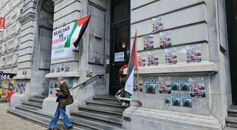 Belçika'daki Liege Üniversitesi'nde Gazze'ye destek protestosu