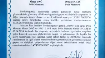 Samsun'da Hırsızlık ve Bıçaklama Olayını Aydınlatan Polisler Ayın Polisi Seçildi