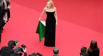 Cannes'a damga vuran kıyafet! Oyuncu Cate Blanchett, elbisesiyle Filistin'e destek verdi