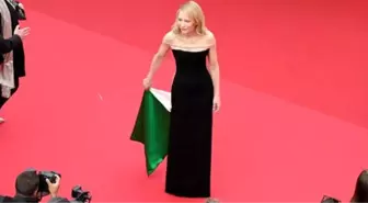 Dünyaca ünlü oyuncu Cate Blanchett, Cannes Film Festivali'nde Filistin'e destek verdi