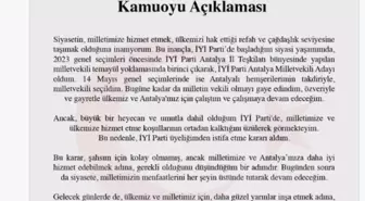 İYİ Parti Antalya Milletvekili Aykut Kaya İstifa Etti