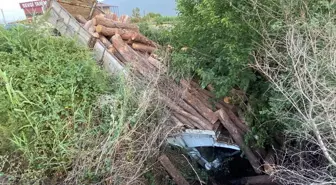 Aydın'da Tomruk Yüklü Kamyon Şarampole Devrildi: Sürücü Ağır Yaralandı