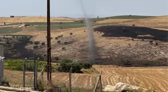 Anız yangınından etkilenen Diyarbakır'daki kırsal mahallede hortum oluştu