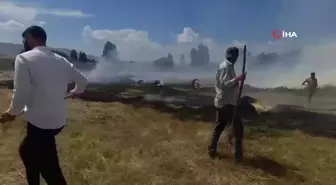 Patnos'ta buğday tarlası yangında küle döndü