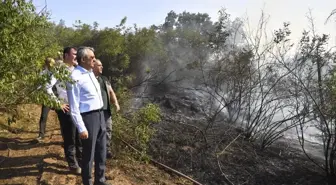 Edirne Valisi Yunus Sezer, Hüseyinpınar köyü yakınlarında çıkan orman yangınına müdahale etti