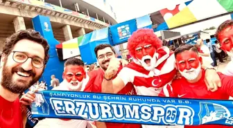 Erzurumlu Futbolseverler Almanya'da Erzurumspor Bayrağı Açarak Destek Verdiler