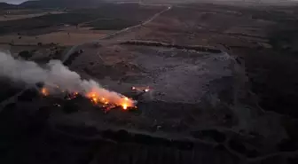 Bozcaada'da çöp döküm alanında yangın çıktı