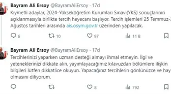 ÖSYM, YKS Tercih İşlemlerinin Başladığını Duyurdu