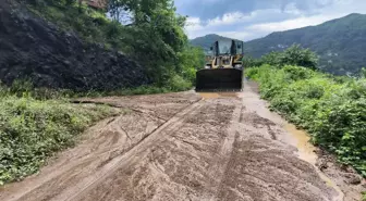 Trabzon'da sağanak yağış yolları etkiledi