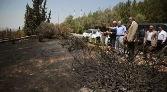 ADÜ Rektörü Bülent Kent, yangın bölgesinde inceleme yaptı