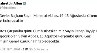 Filistin Devlet Başkanı Mahmut Abbas Türkiye'yi Ziyaret Edecek