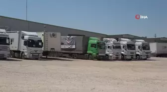 Gazze'ye ulaştırılacak 80 tır yardım malzemesi Kilis'ten Mersin Limanı'na uğurlandı