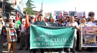 Karaman'da İsrail'in Gazze'ye yönelik saldırılarını protesto etmek amacıyla yürüyüş düzenlendi