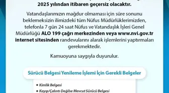 Sinop Valiliği: Eski tip sürücü belgeleri değiştirme süresi 2024'te sona eriyor