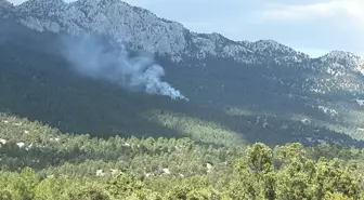 Antalya'nın Akseki ilçesinde ormanlık alanda çıkan yangına müdahale