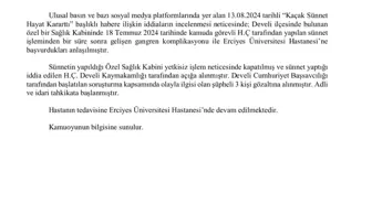 Kayseri'de sağlık kabininde sünnet sonrası kangren oluştu, 3 şüpheli gözaltına alındı