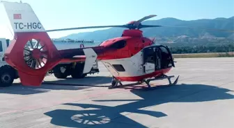 Tokat'ta doğuştan kalp rahatsızlığı olan yenidoğan bebek için ambulans helikopter havalandı