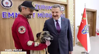 Erzurum Emniyet Müdürlüğü'nden Narkotik Köpeği Eris ve Eğiticisinin Emeklilik Haberi