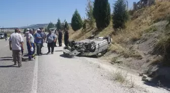 Manisa'da otomobil takla attı, yaralanan olmadı