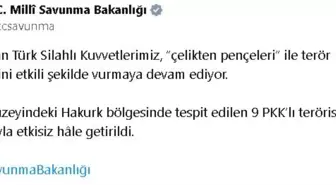 MSB: Irak'ın kuzeyindeki Hakurk bölgesinde 9 PKK'lı terörist etkisiz hale getirildi