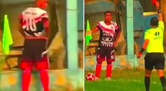 Saha kenarına tuvaletini yapan futbolcu kırmızı kart gördü