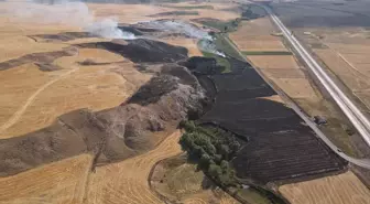 Sivas'ın Şarkışla ilçesinde çıkan yangında 40 dönüm buğday ekili alan zarar gördü