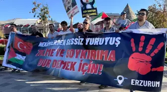 Erzurum'da İsrail'in Gazze'ye yönelik saldırılarını protesto eden sağlık çalışanları sessiz yürüyüşlerine devam etti