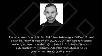 Eskişehir Teknik Üniversitesi Öğrencisi Mehmet Özdemir İçin Taziye Mesajı