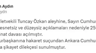 Cumhurbaşkanı Erdoğan, CHP İzmir Milletvekili Tuncay Özkan'a tazminat davası açtı