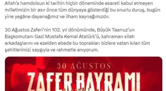 TBMM Başkanı Numan Kurtulmuş, 30 Ağustos Zafer Bayramı'nı kutladı