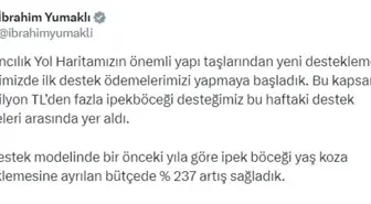 Tarım ve Orman Bakanı Yumaklı: İpek böceği yaş koza desteklemesine yüzde 237 artış sağladık