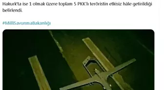 MSB'den PKK operasyonu: 5 terörist etkisiz hale getirildi