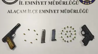 Alaçam'da Ruhsatsız Silah ve Mermiler Ele Geçirildi