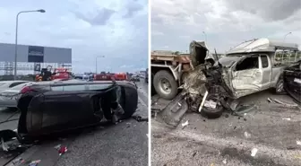 Freni boşalan tır, araçların arasına daldı